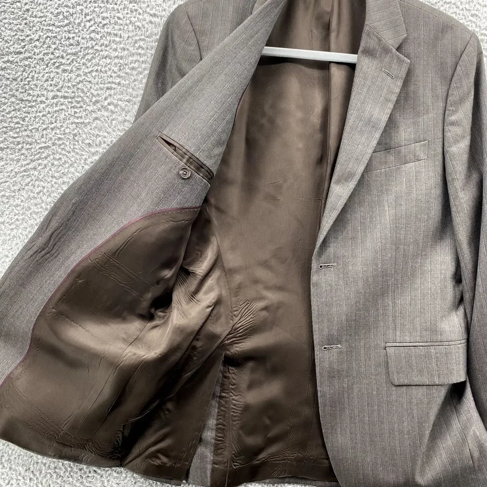 Banana Republic Blazer Mens 40R Brown Pinstripe Corpcore Bussiness Office Coat‎